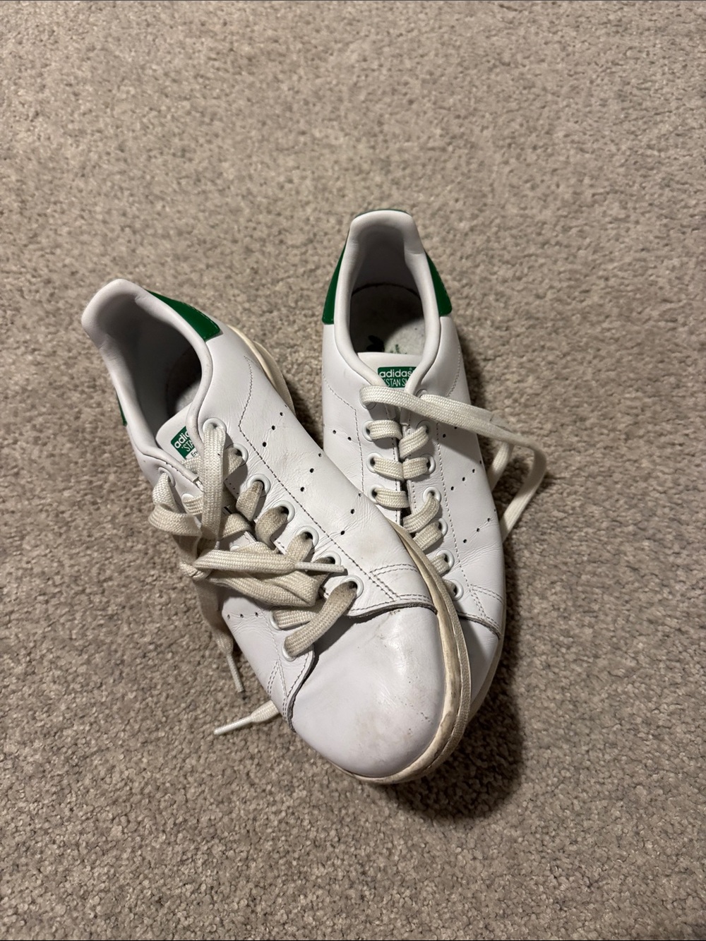 adidas White Sneakers with Green Heel Tab